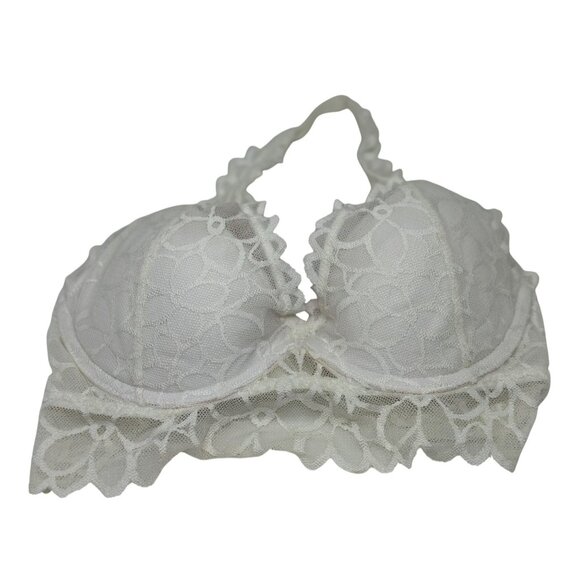 PINK by Victoria’s Secret Halter Bralette – White Floral Lace, Padded XS/TP - Picture 1 of 6